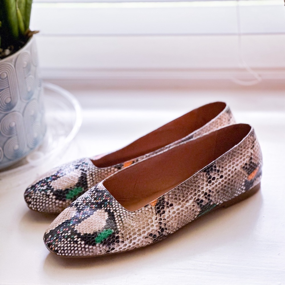 Madewell The Cory Flat in snake embossed leather